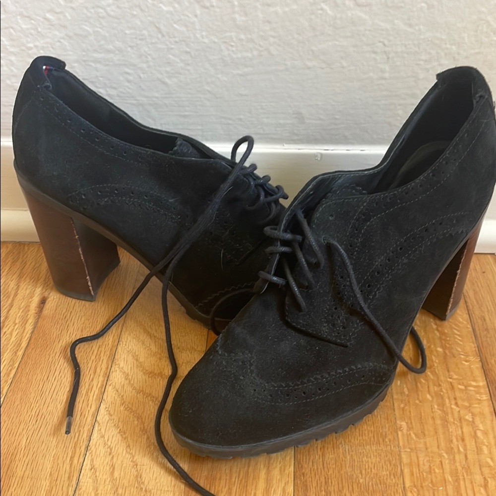 Black lace up booties